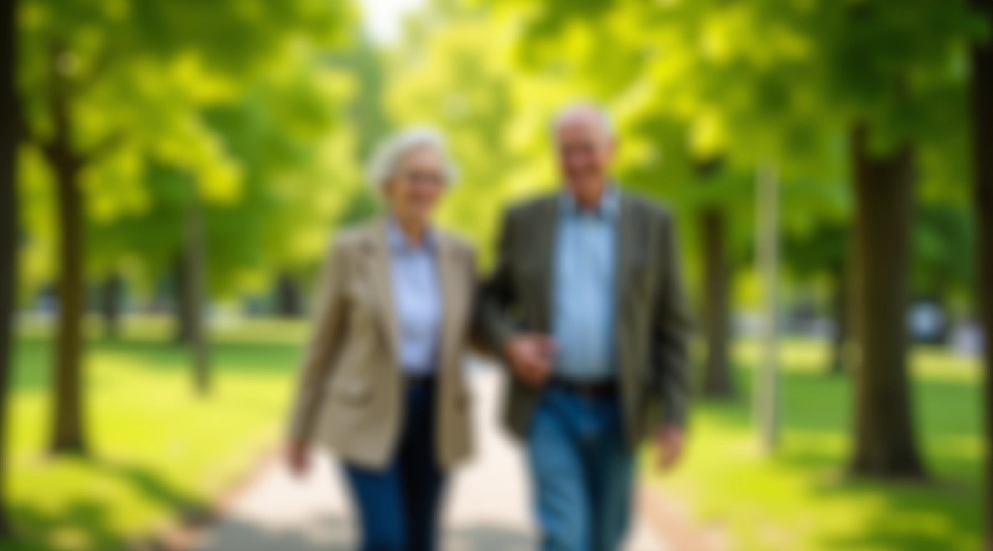 Seniori pastaigas pa pilsētas parku ēnainajā takā